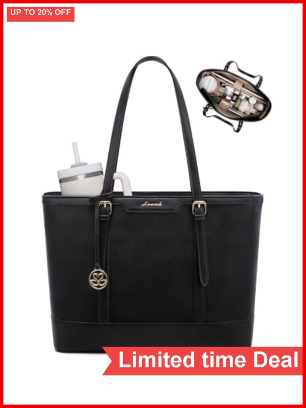 Faux Leather Work Tote Bag for Women Laptop Purse Waterproof